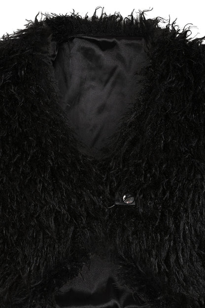 Bomber Jacket Banned Zafira Black Faux Fur Cropped UK 8-18 - QHA UK