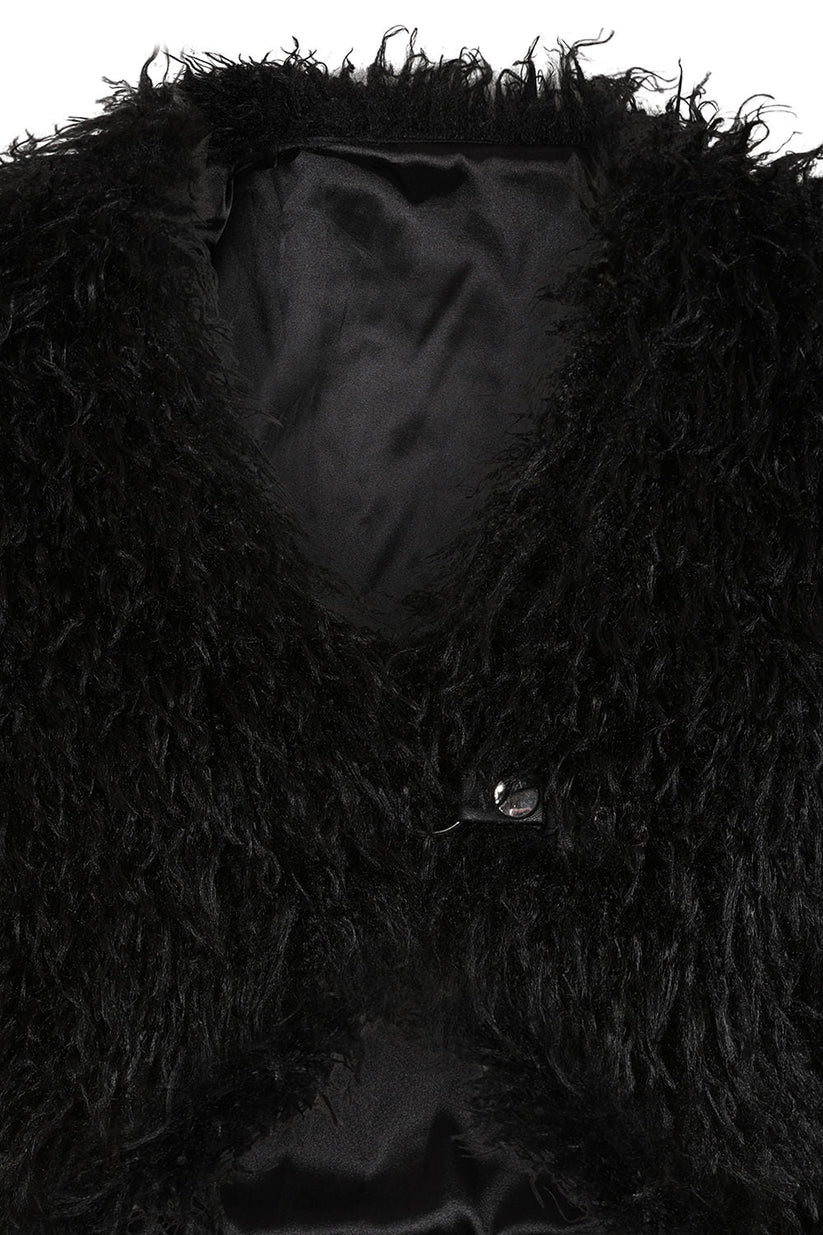 Bomber Jacket Banned Zafira Black Faux Fur Cropped UK 8-18 - QHA UK