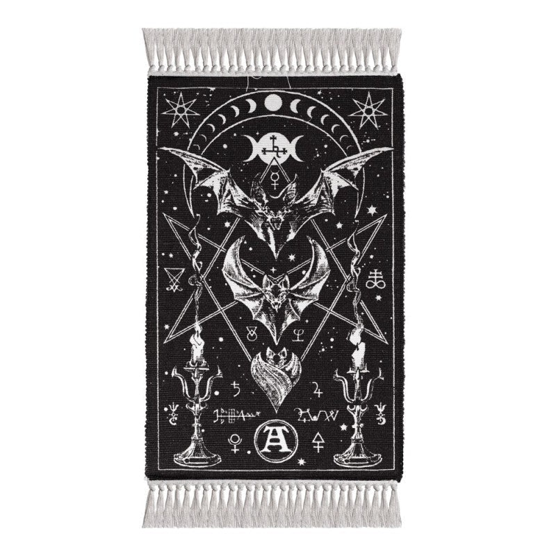 Alchemy Gothic Rug Bat Moon Phase Cotton Wall Floor Décor - QHA UK