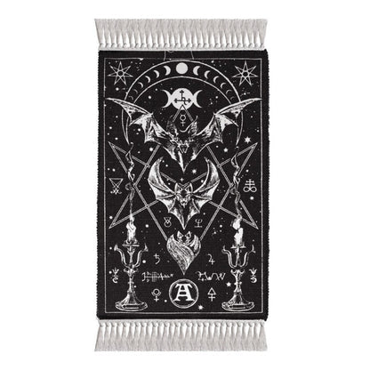 Alchemy Gothic Rug Bat Moon Phase Cotton Wall Floor Décor - QHA UK