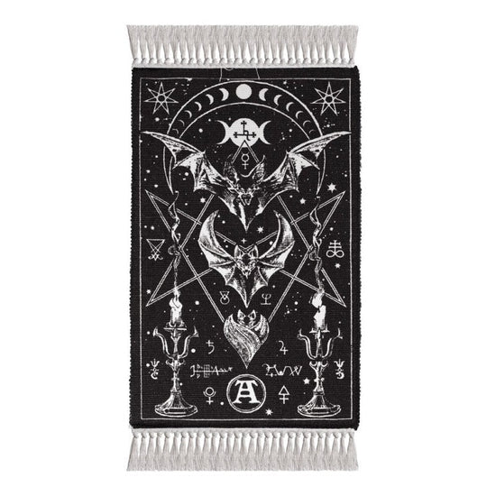 Alchemy Gothic Rug Bat Moon Phase Cotton Wall Floor Décor - QHA UK