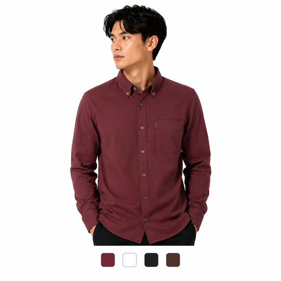 Ben Sherman Mens Organic Cotton Oxford Shirt Long Sleeve 2XL–5XL | Qua - QHA UK
