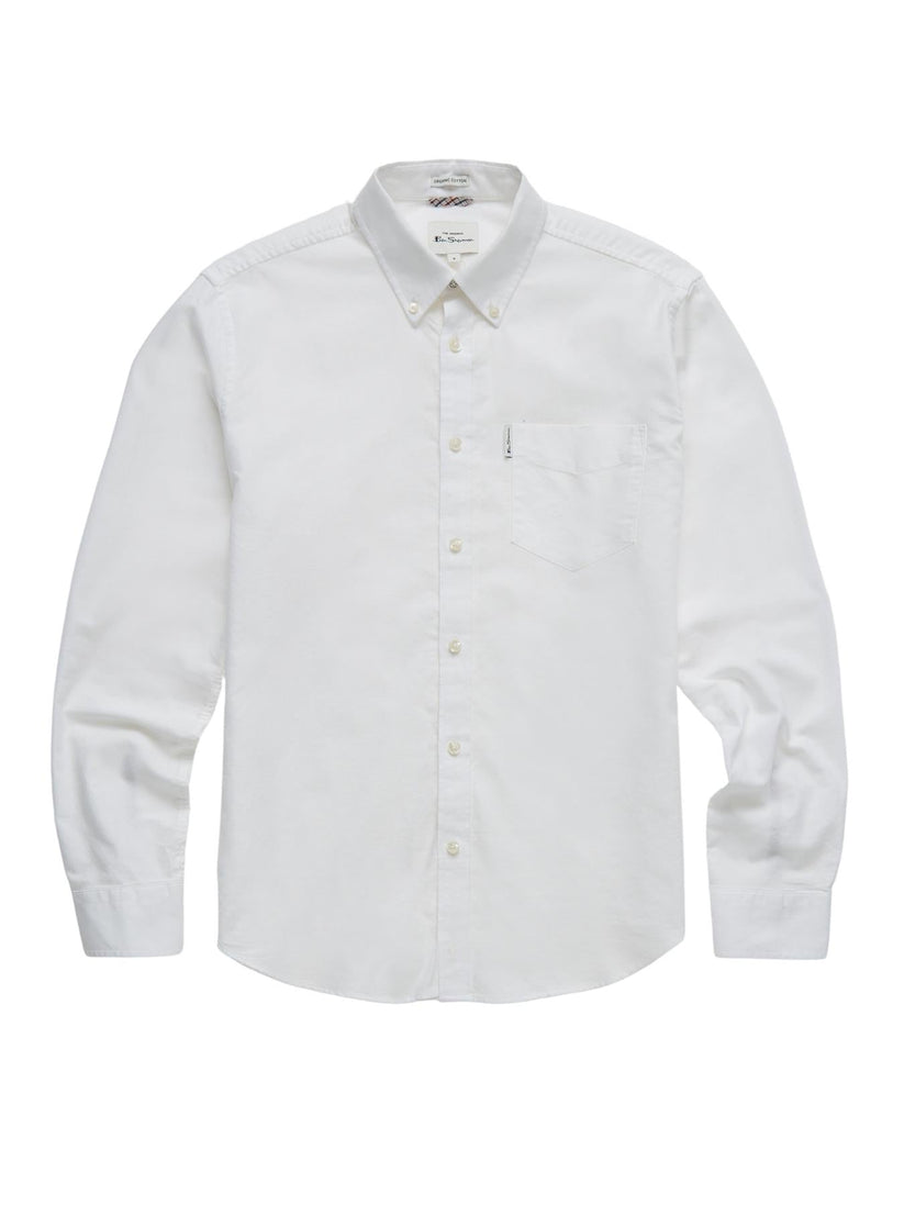Ben Sherman Mens Organic Cotton Oxford Shirt Long Sleeve 2XL–5XL | Qua - Sleeve Detail - QHA UK