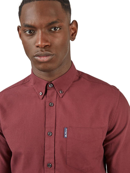 Ben Sherman Mens Organic Cotton Oxford Shirt Long Sleeve 2XL–5XL | Qua - Sleeve Detail - QHA UK