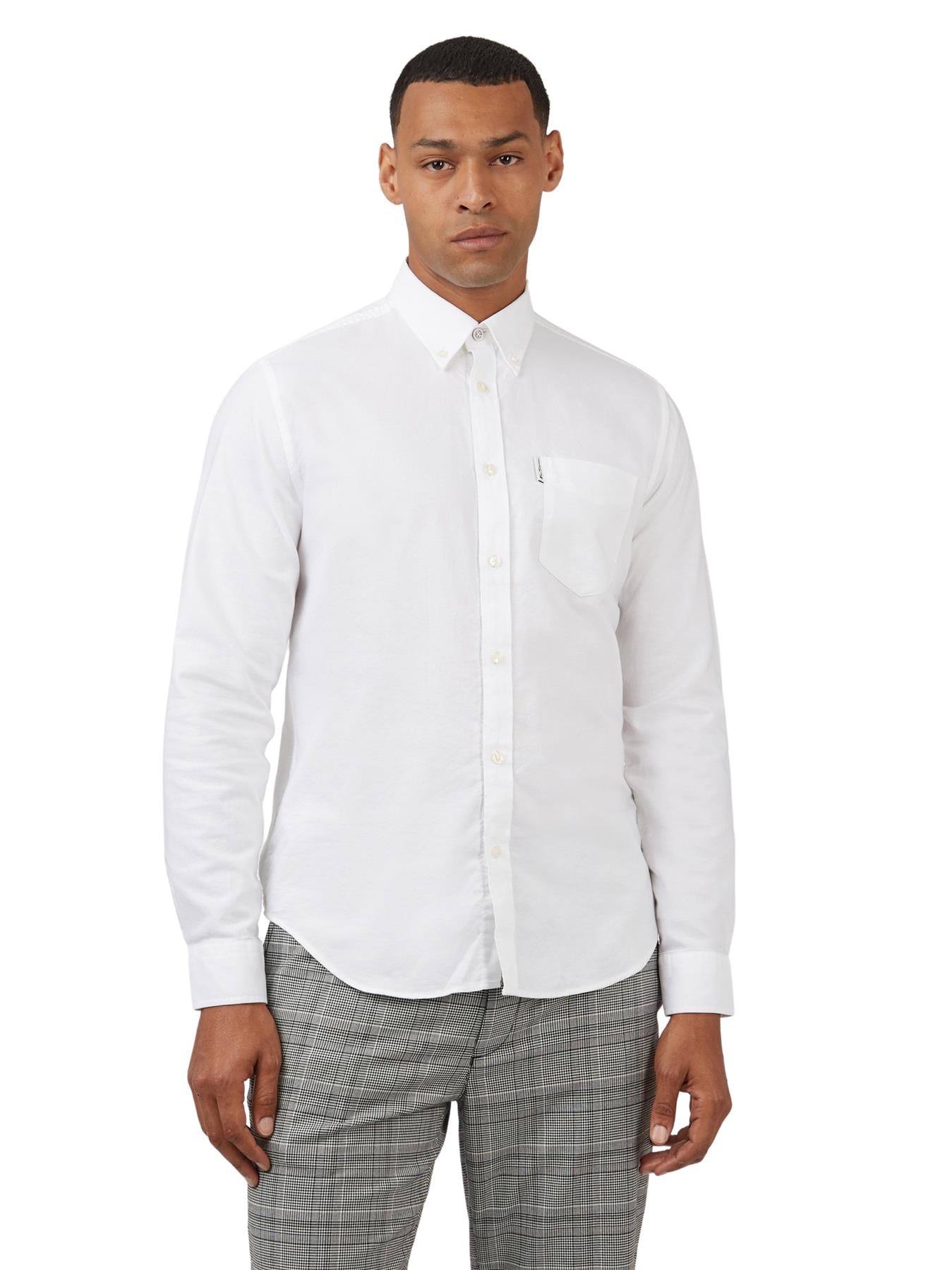 Ben Sherman Mens Organic Cotton Oxford Shirt Long Sleeve 2XL–5XL | Qua - Sleeve Detail - QHA UK