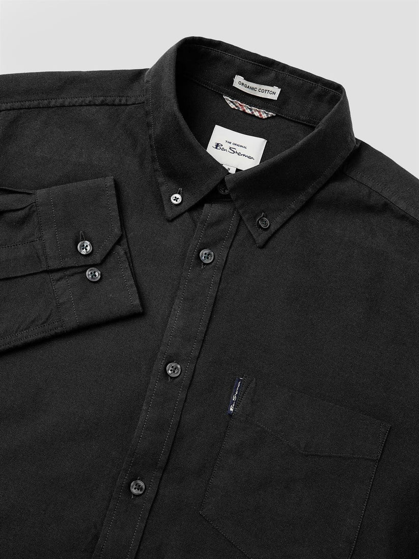Ben Sherman Mens Organic Cotton Oxford Shirt Long Sleeve 2XL–5XL | Qua - Sleeve Detail - QHA UK