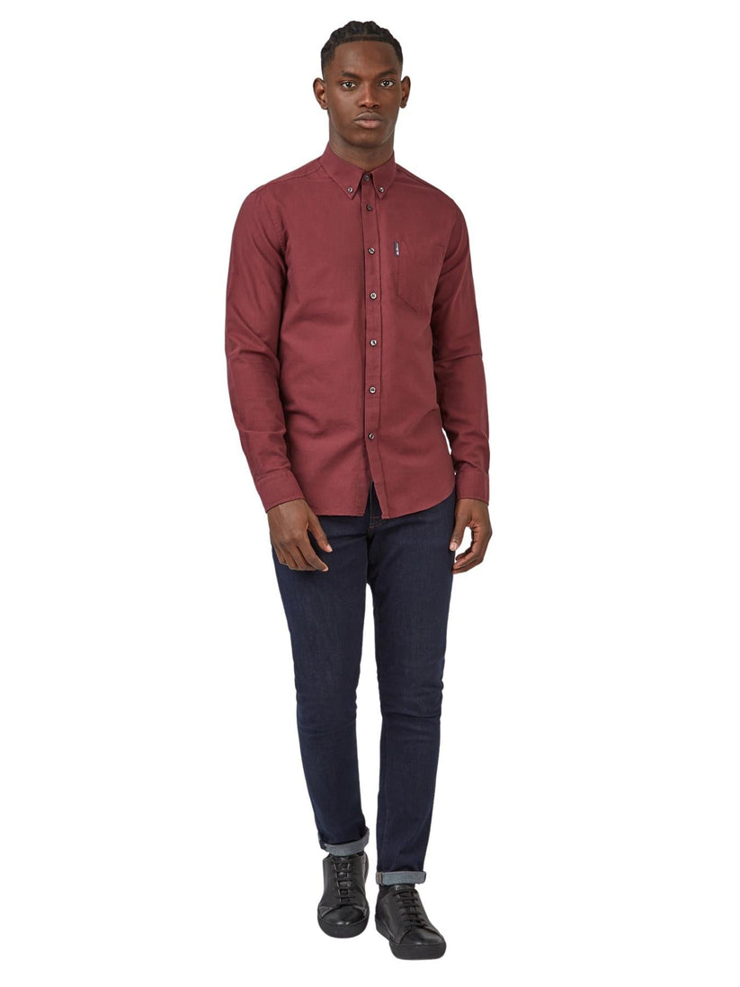 Ben Sherman Mens Organic Cotton Oxford Shirt Long Sleeve 2XL–5XL | Qua - Sleeve Detail - QHA UK
