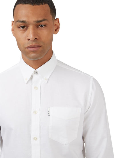 Ben Sherman Mens Organic Cotton Oxford Shirt Long Sleeve 2XL–5XL | Qua - Sleeve Detail - QHA UK