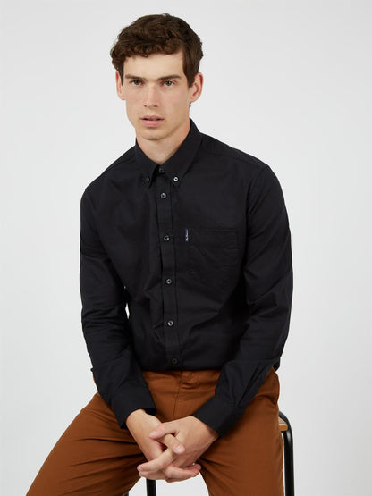 Ben Sherman Mens Organic Cotton Oxford Shirt Long Sleeve 2XL–5XL | Qua - Sleeve Detail - QHA UK