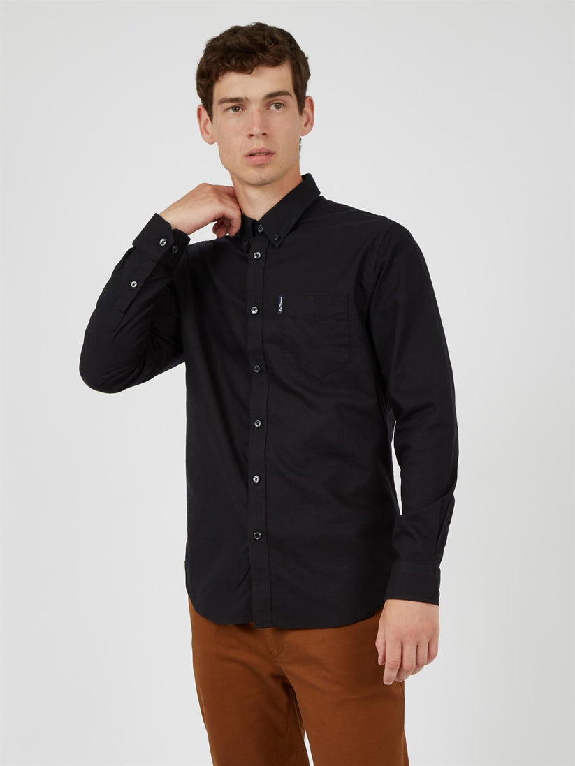 Ben Sherman Mens Organic Cotton Oxford Shirt Long Sleeve 2XL–5XL | Qua - Sleeve Detail - QHA UK