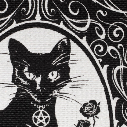 Alchemy Gothic Occult Rug Black Cat Woven Cotton Home Décor Paracelsus - QHA UK
