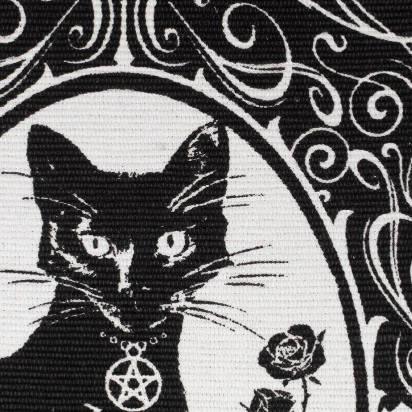 Alchemy Gothic Occult Rug Black Cat Woven Cotton Home Décor Paracelsus - QHA UK