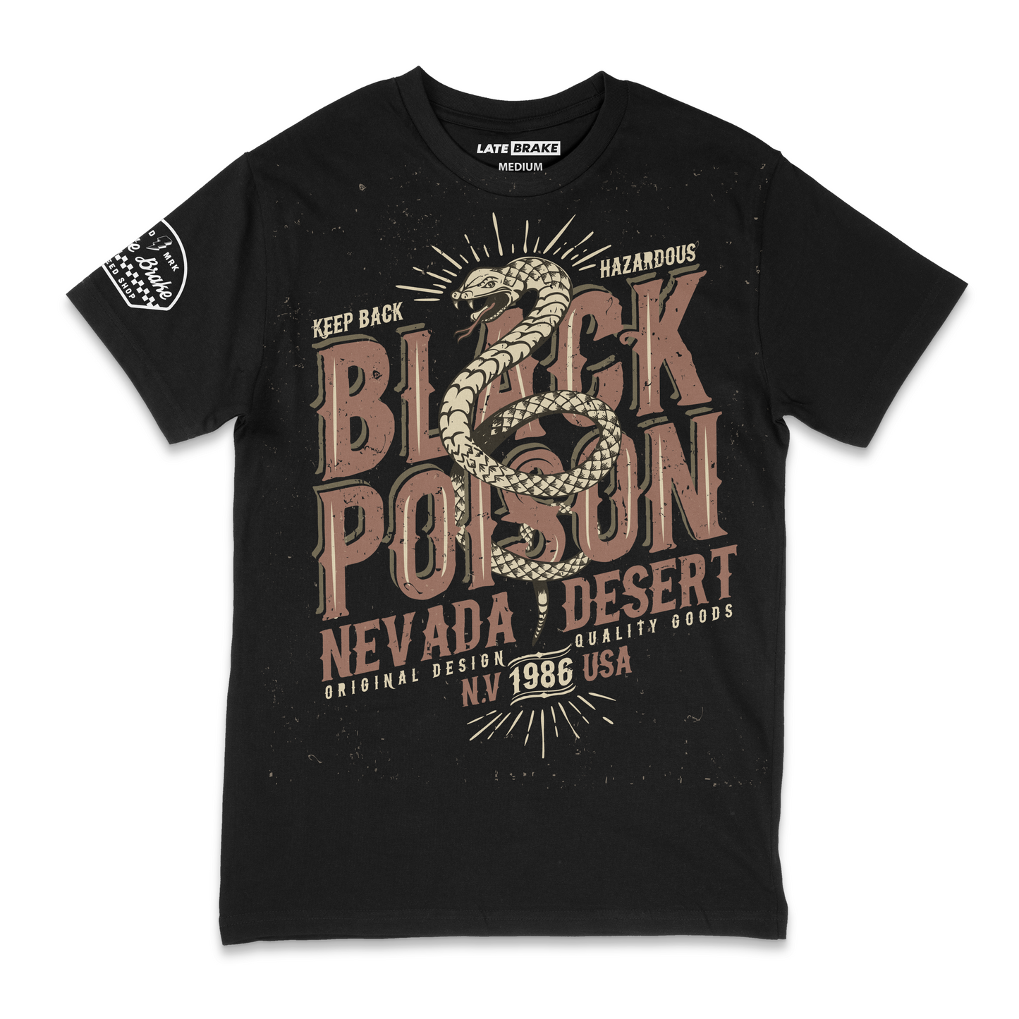 Late Brake Black Poison T-Shirt Cotton Car Enthusiast Tee 180gsm | - QHA UK