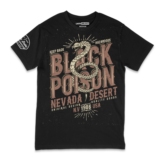 Late Brake Black Poison T-Shirt Cotton Car Enthusiast Tee 180gsm | - QHA UK
