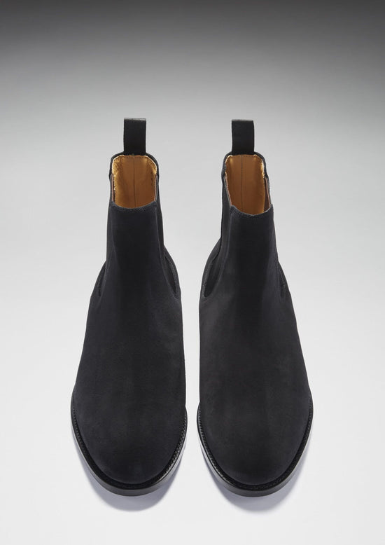Hugs & Co Mens Black Suede Chelsea Boots Welted Leather Sole UK 7-14 - Sole Detail - QHA UK