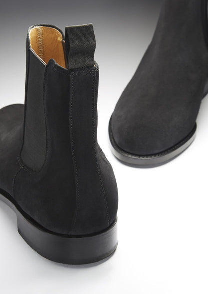 Hugs & Co Mens Black Suede Chelsea Boots Welted Leather Sole UK 7-14 - Sole Detail - QHA UK