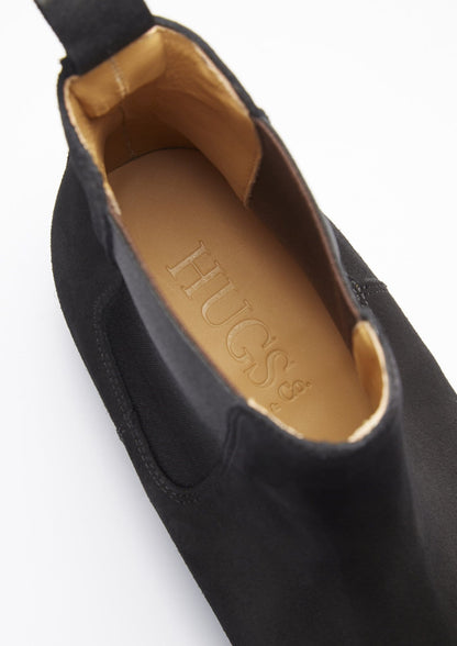 Hugs & Co Mens Black Suede Chelsea Boots Welted Leather Sole UK 7-14 - Sole Detail - QHA UK