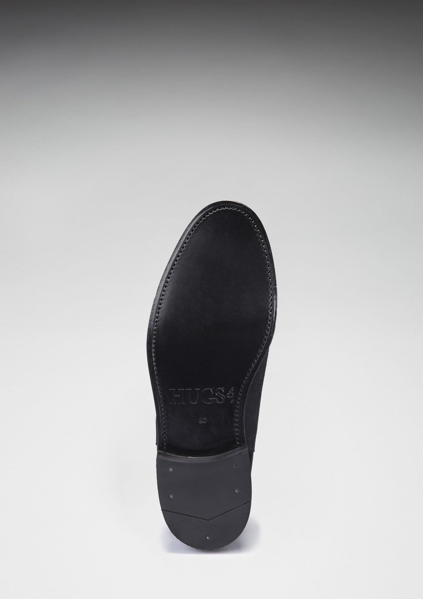 Hugs & Co Mens Black Suede Chelsea Boots Welted Leather Sole UK 7-14 - Sole Detail - QHA UK