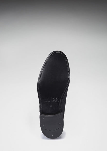 Hugs & Co Mens Black Suede Chelsea Boots Welted Leather Sole UK 7-14 - Sole Detail - QHA UK