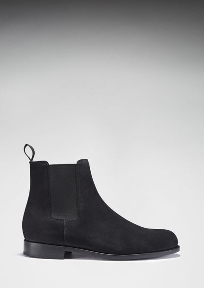 Hugs & Co Mens Black Suede Chelsea Boots Welted Leather Sole UK 7-14 - Sole Detail - QHA UK