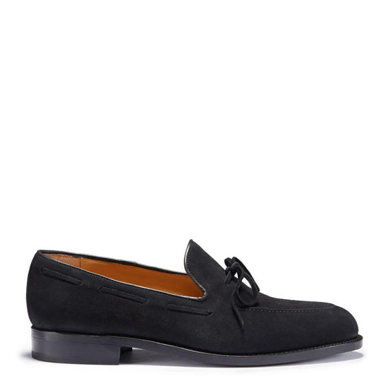 Hugs & Co Mens Black Suede Laced Loafers Welted Leather Sole UK 7-14 - QHA UK