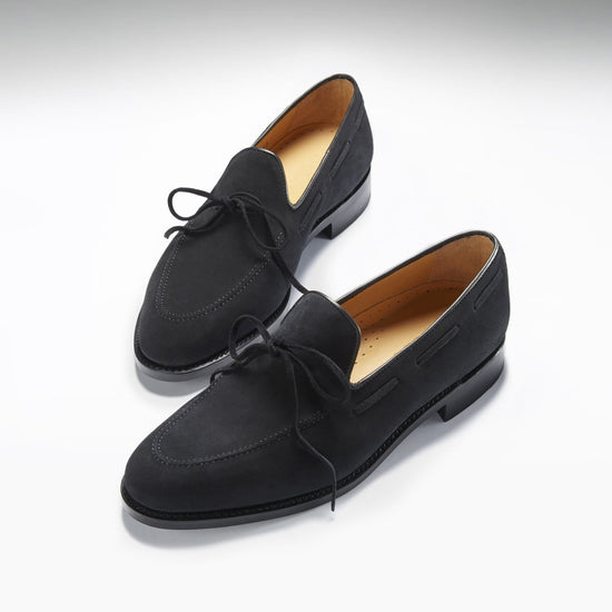 Hugs & Co Mens Black Suede Laced Loafers Welted Leather Sole UK 7-14 - Sole Detail - QHA UK