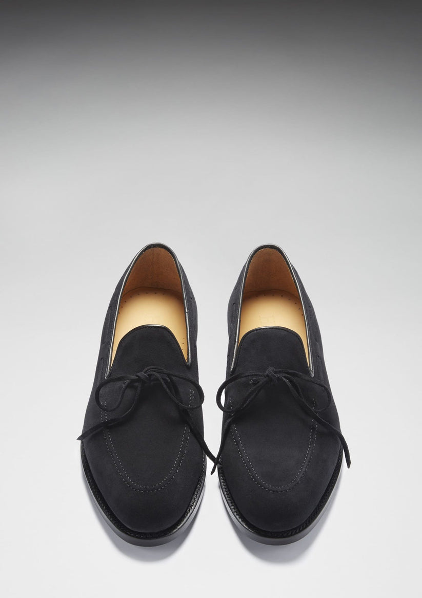 Hugs & Co Mens Black Suede Laced Loafers Welted Leather Sole UK 7-14 - Sole Detail - QHA UK