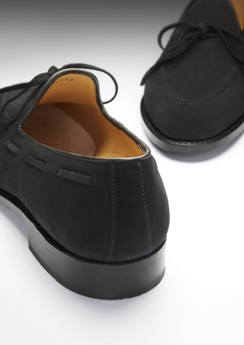 Hugs & Co Mens Black Suede Laced Loafers Welted Leather Sole UK 7-14 - Sole Detail - QHA UK