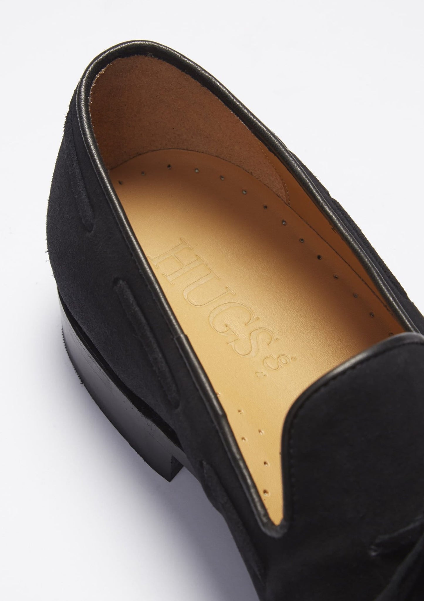 Hugs & Co Mens Black Suede Laced Loafers Welted Leather Sole UK 7-14 - Sole Detail - QHA UK