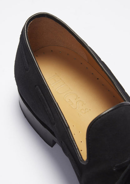 Hugs & Co Mens Black Suede Laced Loafers Welted Leather Sole UK 7-14 - Sole Detail - QHA UK