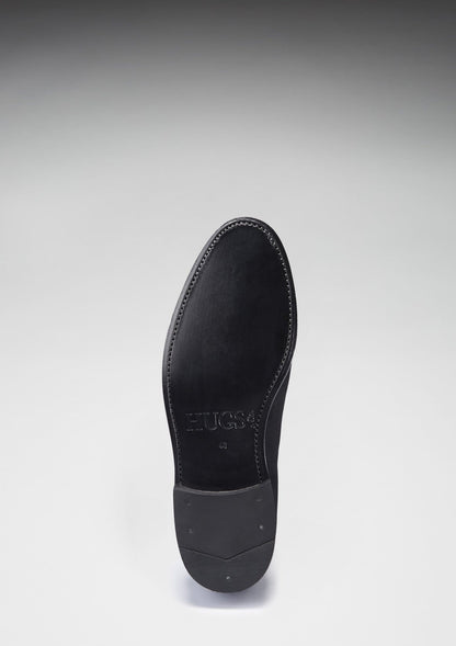 Hugs & Co Mens Black Suede Laced Loafers Welted Leather Sole UK 7-14 - Sole Detail - QHA UK
