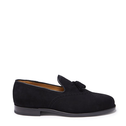 Hugs & Co Mens Black Suede Tasselled Brogues Welted Leather UK 7-14 - QHA UK