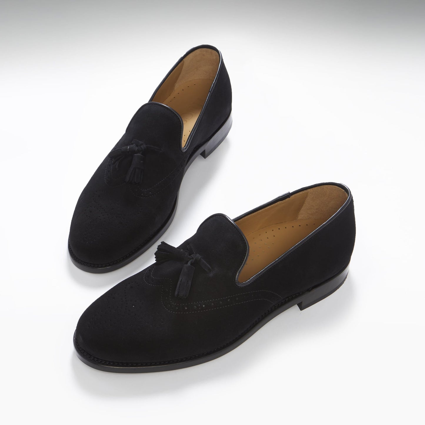 Hugs & Co Mens Black Suede Tasselled Brogues Welted Leather UK 7-14 - QHA UK