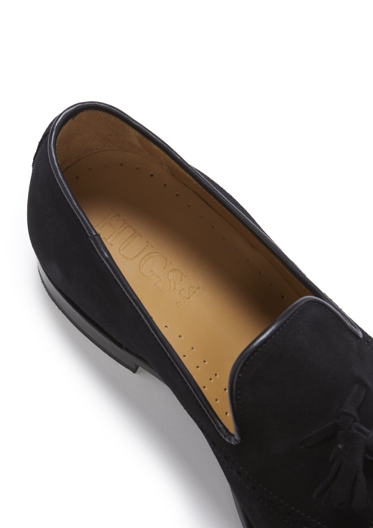 Hugs & Co Mens Black Suede Tasselled Brogues Welted Leather UK 7-14 - QHA UK
