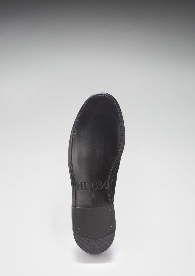 Hugs & Co Mens Black Suede Tasselled Brogues Welted Leather UK 7-14 - QHA UK