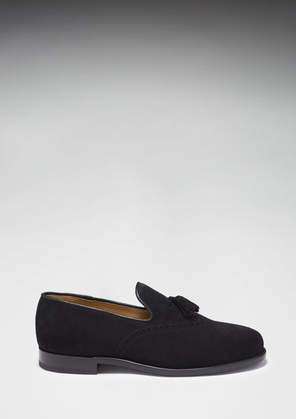 Hugs & Co Mens Black Suede Tasselled Brogues Welted Leather UK 7-14 - QHA UK