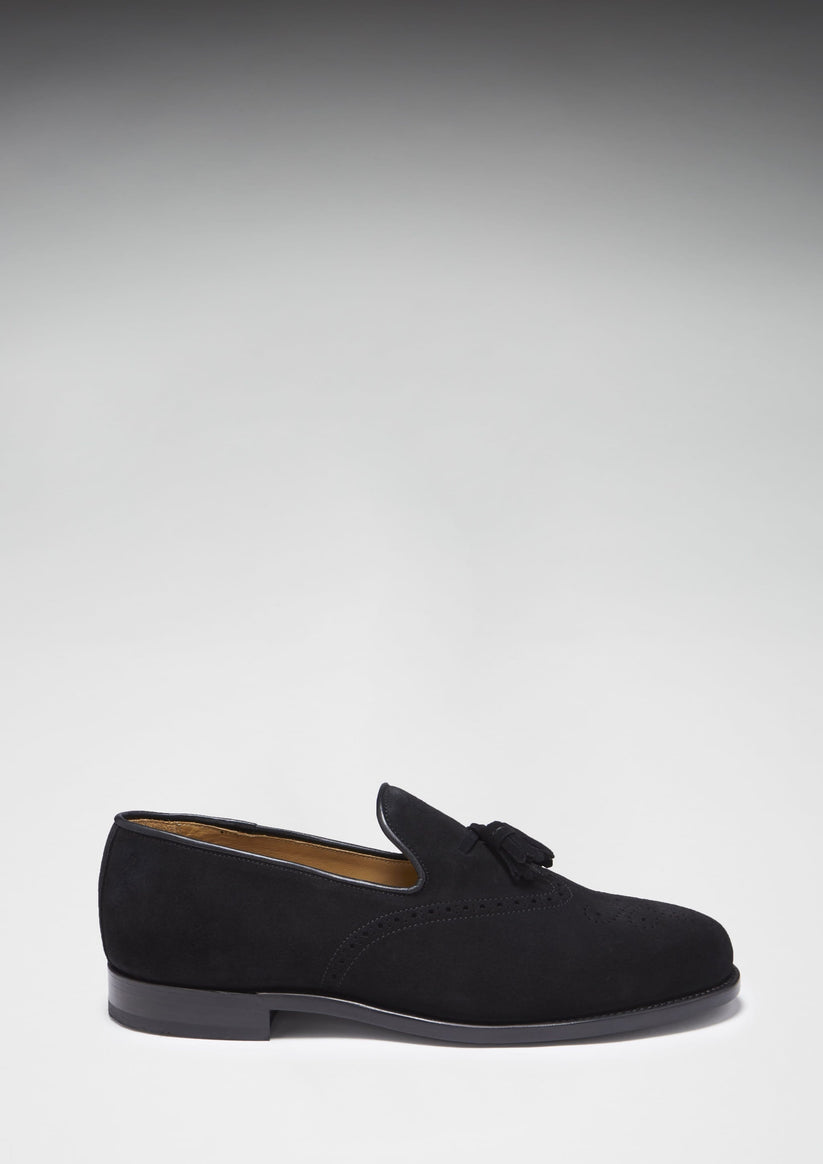 Hugs & Co Mens Black Suede Tasselled Brogues Welted Leather UK 7-14 - QHA UK
