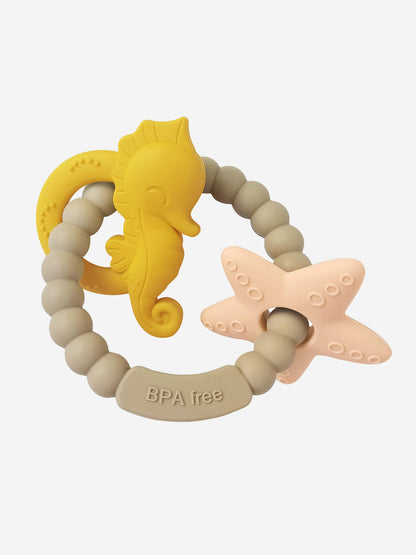 Bloom Bambini Baby Seahorse and Starfish Teether in Brown | QHAUK - QHA UK