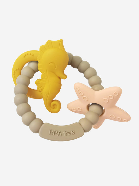 Bloom Bambini Baby Seahorse and Starfish Teether in Brown | QHAUK - QHA UK