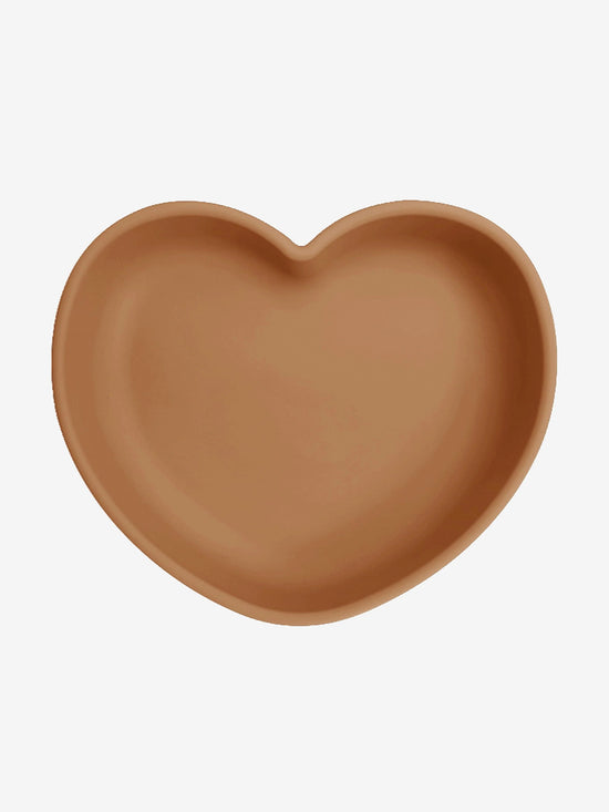 Bloom Bambini Silicone Heart Shaped Suction Plates in Brown - QHA UK