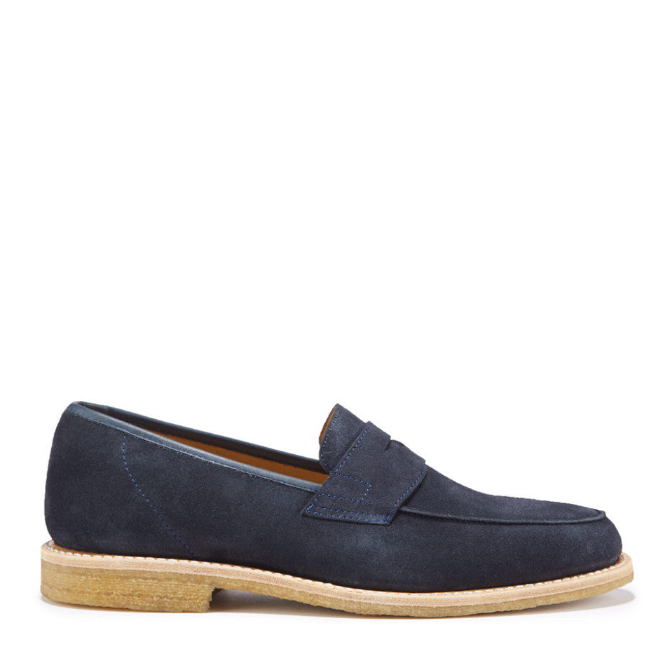 Hugs & Co Mens Blue Suede Loafers Crepe Rubber Welted Sole UK 7-14 - QHA UK