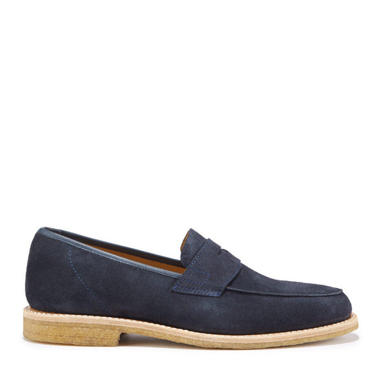 Hugs & Co Mens Blue Suede Loafers Crepe Rubber Welted Sole UK 7-14 - QHA UK