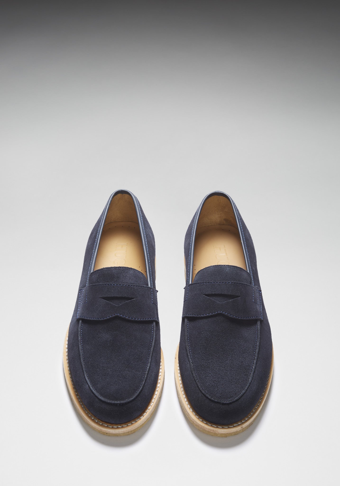 Hugs & Co Mens Blue Suede Loafers Crepe Rubber Welted Sole UK 7-14 - Sole Detail - QHA UK