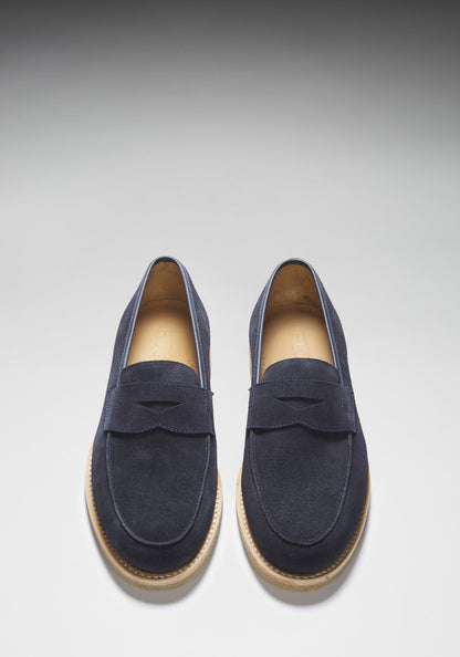Hugs & Co Mens Blue Suede Loafers Crepe Rubber Welted Sole UK 7-14 - Sole Detail - QHA UK