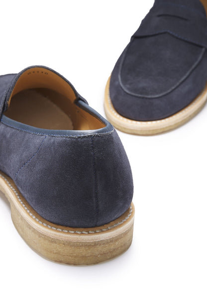 Hugs & Co Mens Blue Suede Loafers Crepe Rubber Welted Sole UK 7-14 - Sole Detail - QHA UK