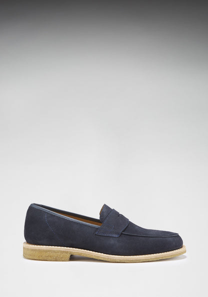 Hugs & Co Mens Blue Suede Loafers Crepe Rubber Welted Sole UK 7-14 - Sole Detail - QHA UK
