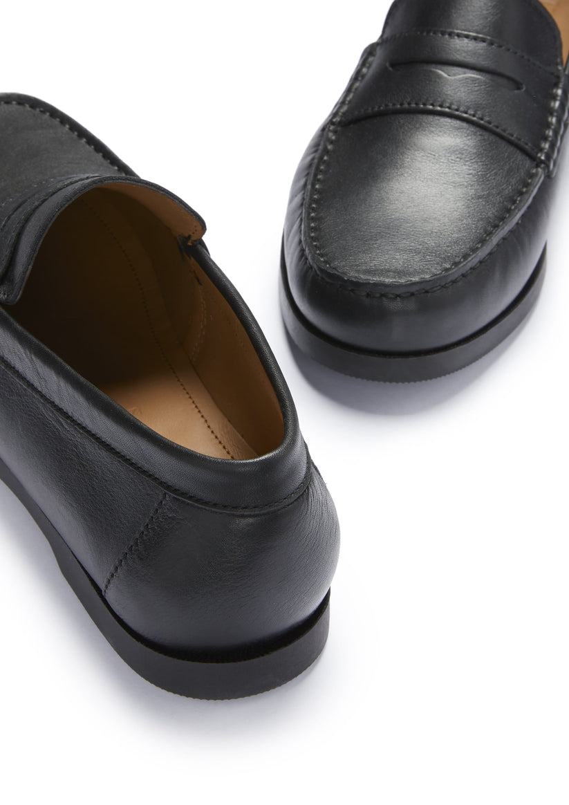 Hugs & Co Mens Boat Loafers Black Leather UK 7-14 - QHA UK