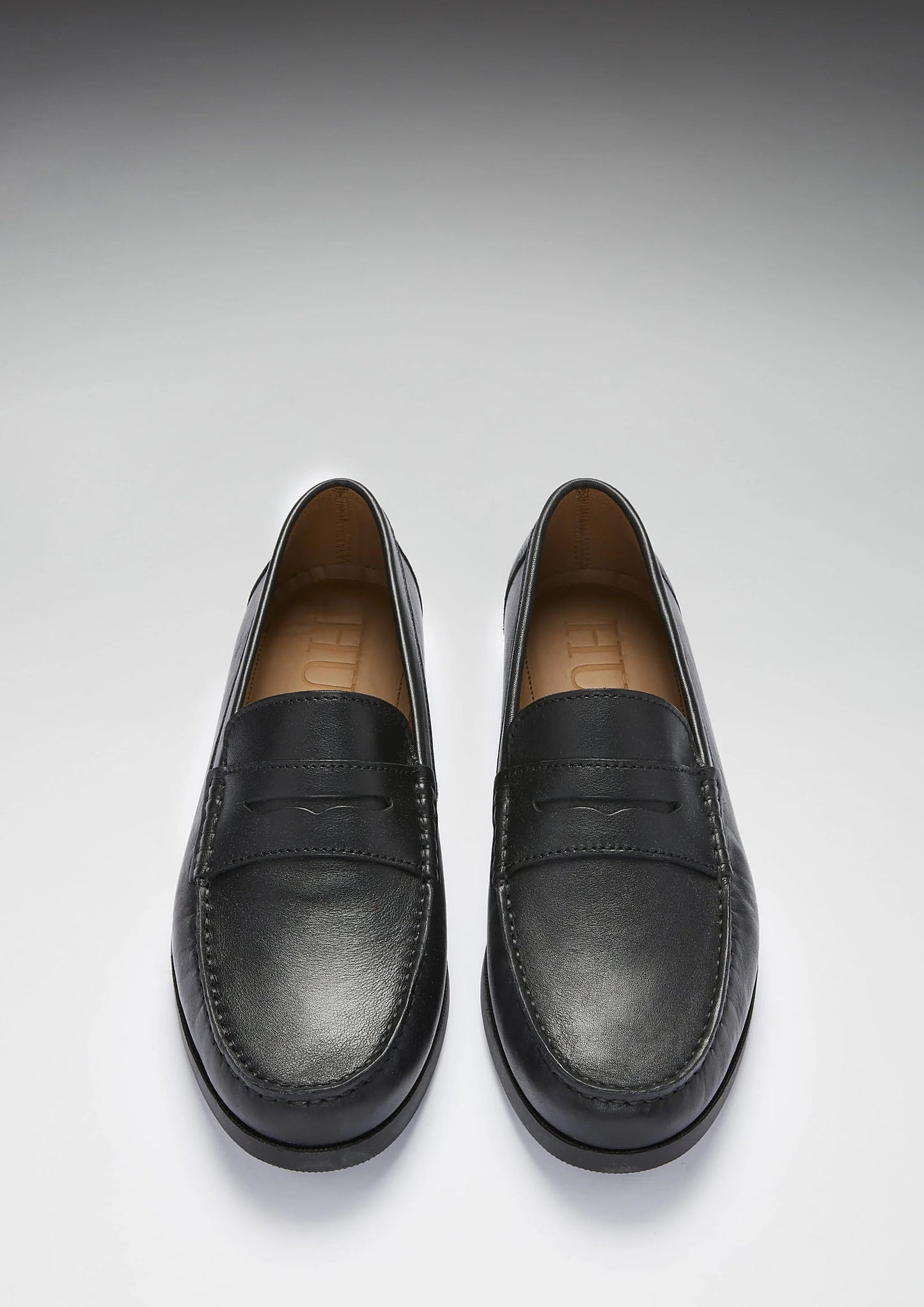Hugs & Co Mens Boat Loafers Black Leather UK 7-14 - QHA UK