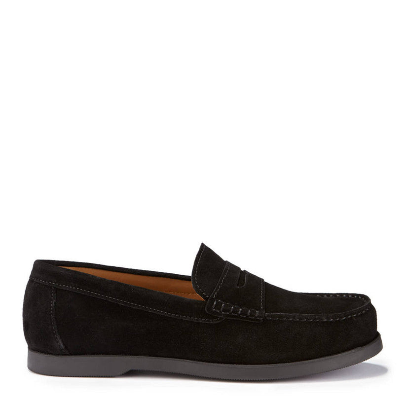 Hugs & Co Mens Boat Loafers Black Suede UK 7-14 - QHA UK
