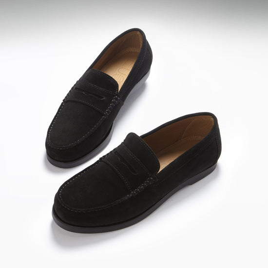 Hugs & Co Mens Boat Loafers Black Suede UK 7-14 - QHA UK